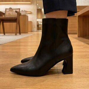 NWT X2B Black Pointed Toe Ankle Booties | 2.5" Block Heel Modern Minimalist